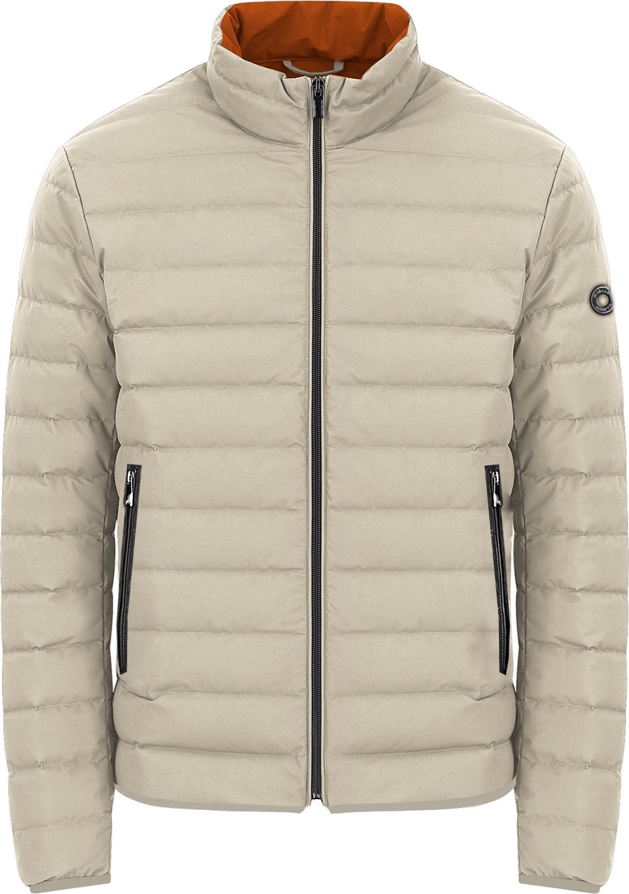 Giubbotto Leggero beige con Zip in Nylon 100gr Imbottitura e Tasche