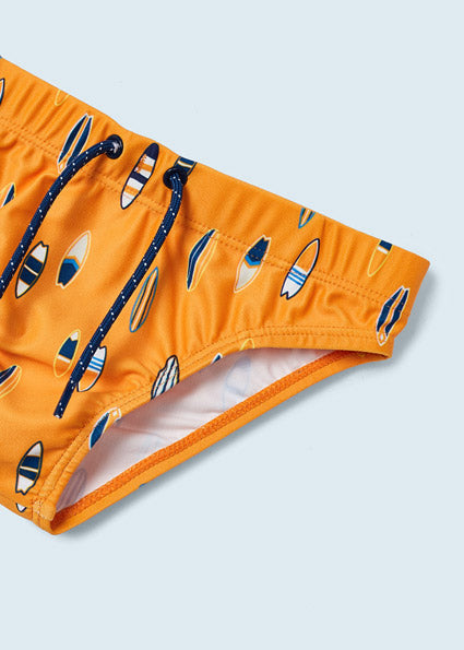 Slip Mare Bambino Giallo con Stampa Surf e Laccetto Regolabile