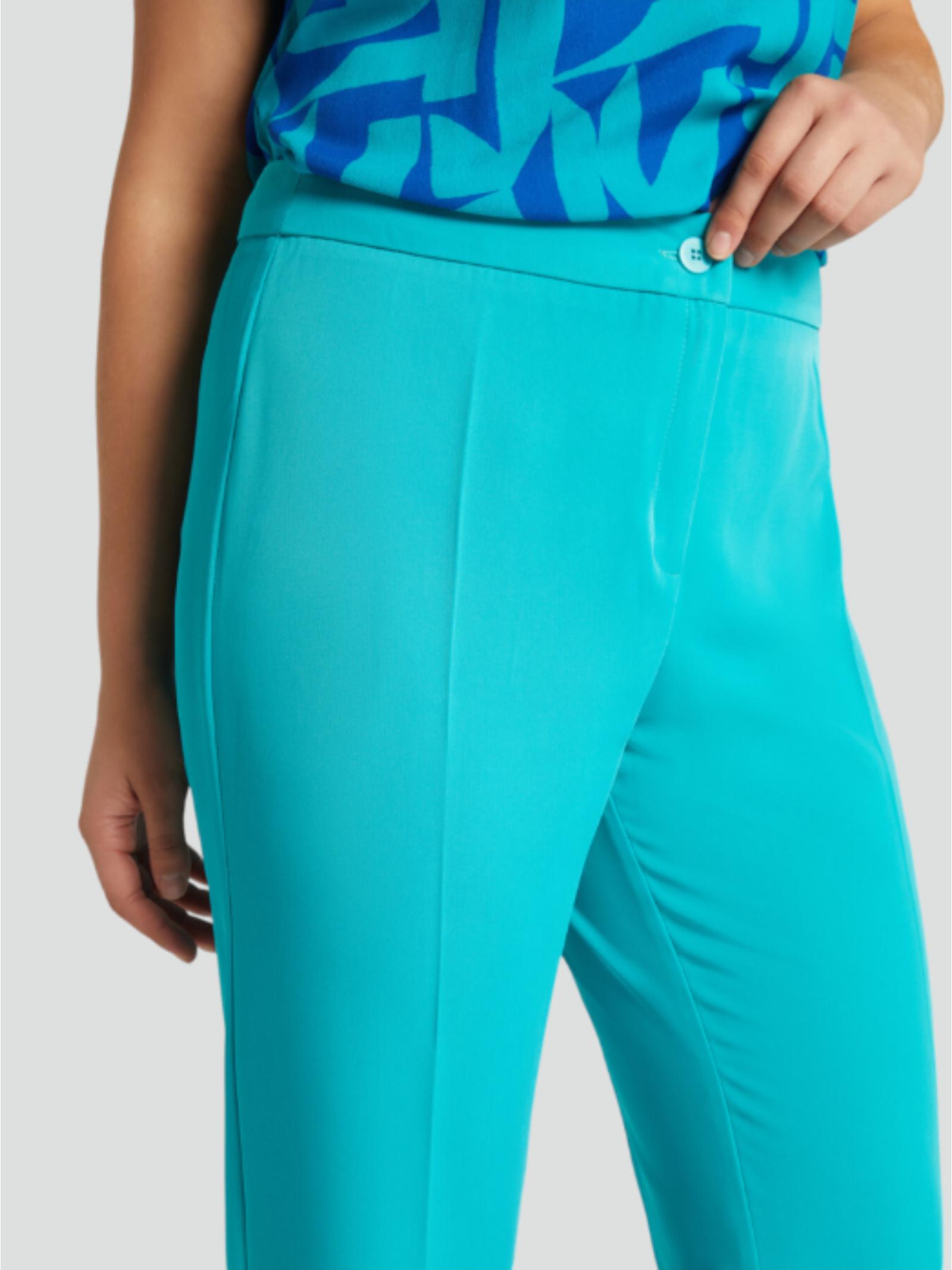 Pantalone Donna Dritto in Tessuto Fluido con Piega Stirata
