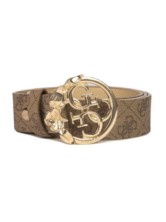 Cintura "Emera" Beige con Logo 4G e Fibbia Floreale