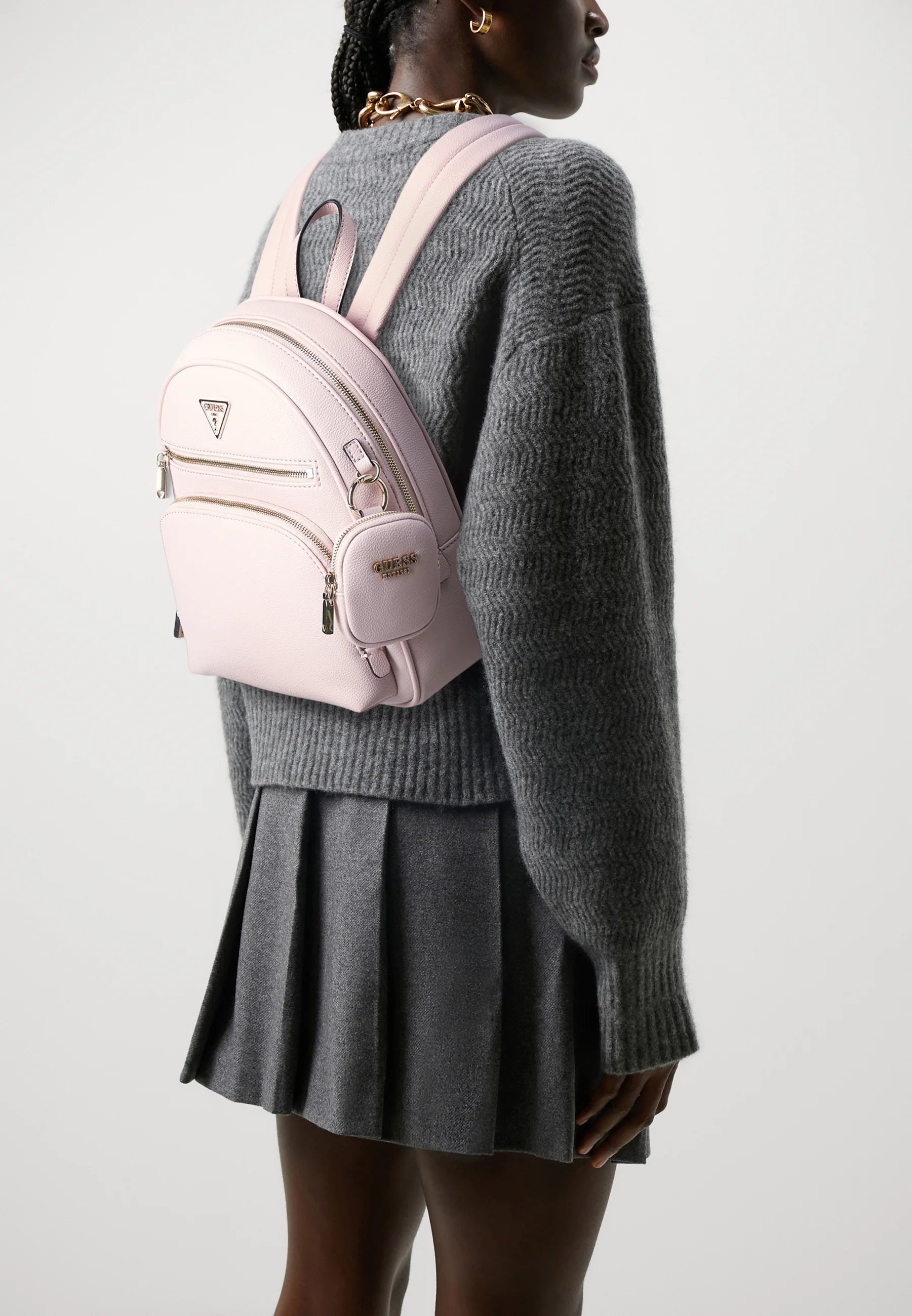 Zaino rosa "Power Play Tech" in similpelle con accessorio removibile