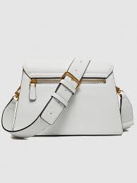 Borsa "James Girlfriend" bianca con tracolla regolabile e patta
