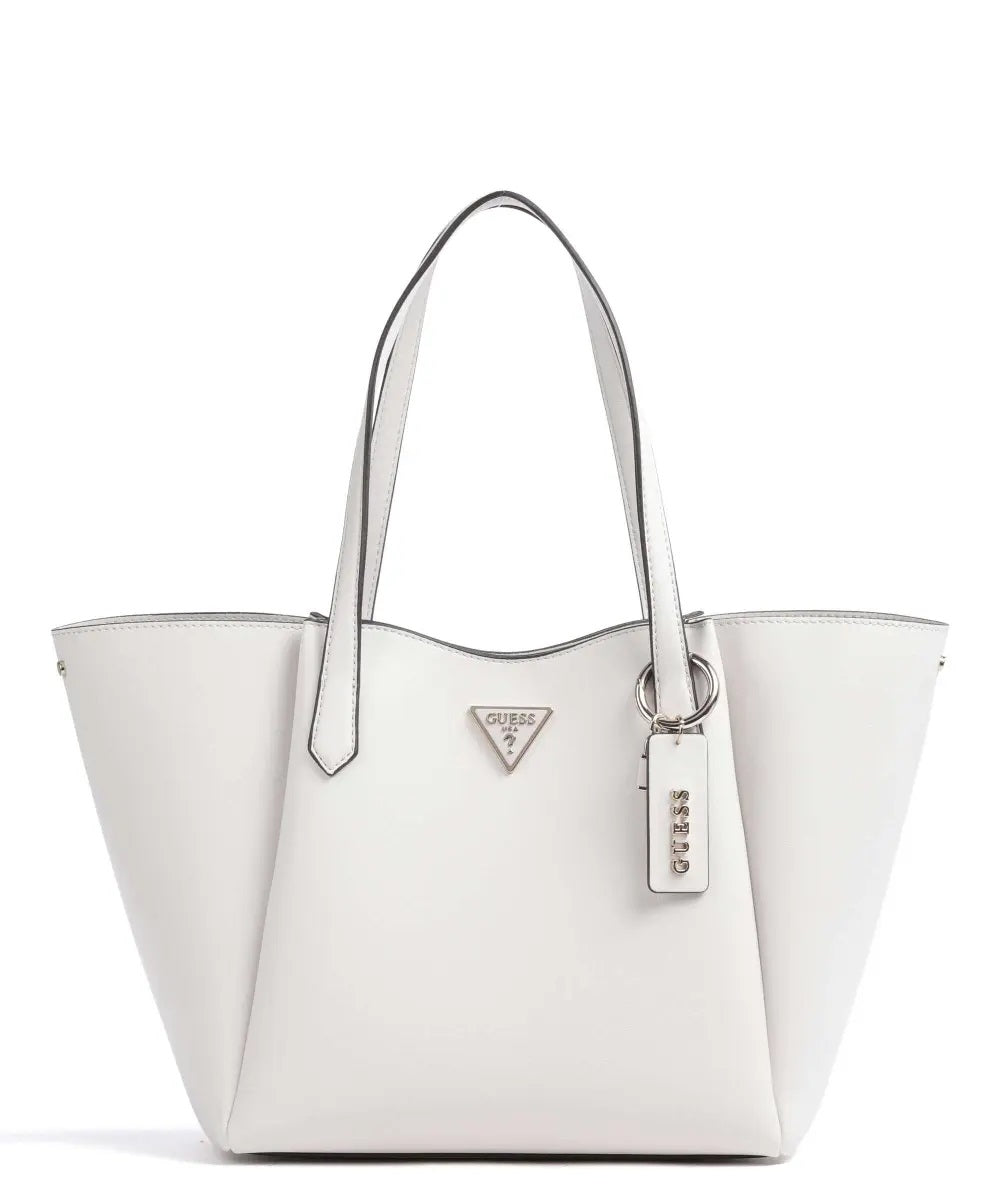 Borsa Shopper "Iwona" Bianca in Pelle Sintetica con Dettagli Oro