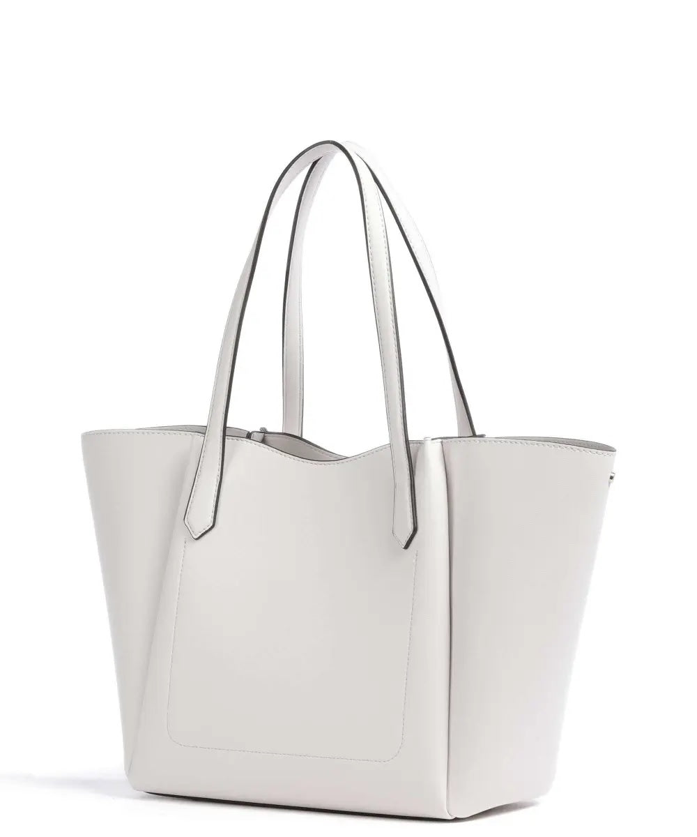 Borsa Shopper "Iwona" Bianca in Pelle Sintetica con Dettagli Oro