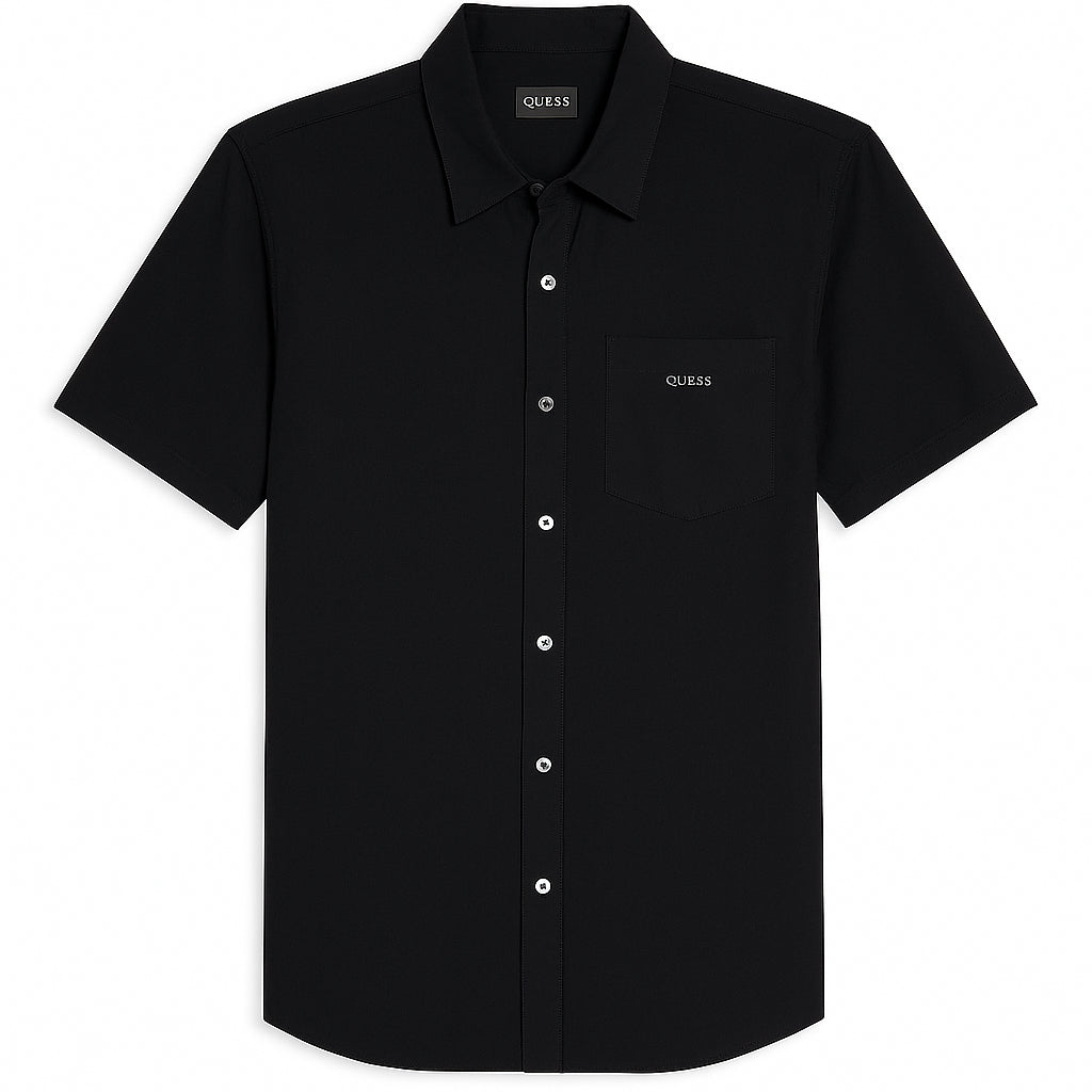 Camicia nera da Uomo in Viscosa con Maniche Corte