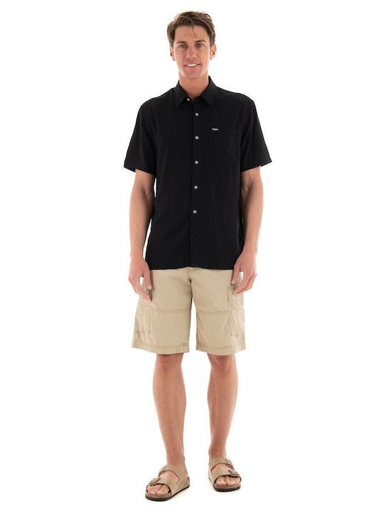 Camicia nera da Uomo in Viscosa con Maniche Corte