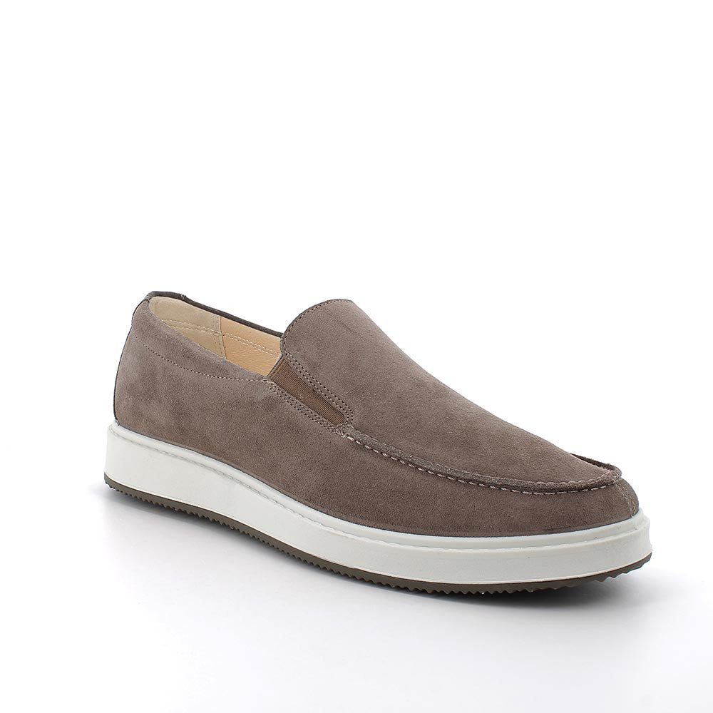 Mocassini beige in pelle scamosciata con sottopiede anatomico estraibile
