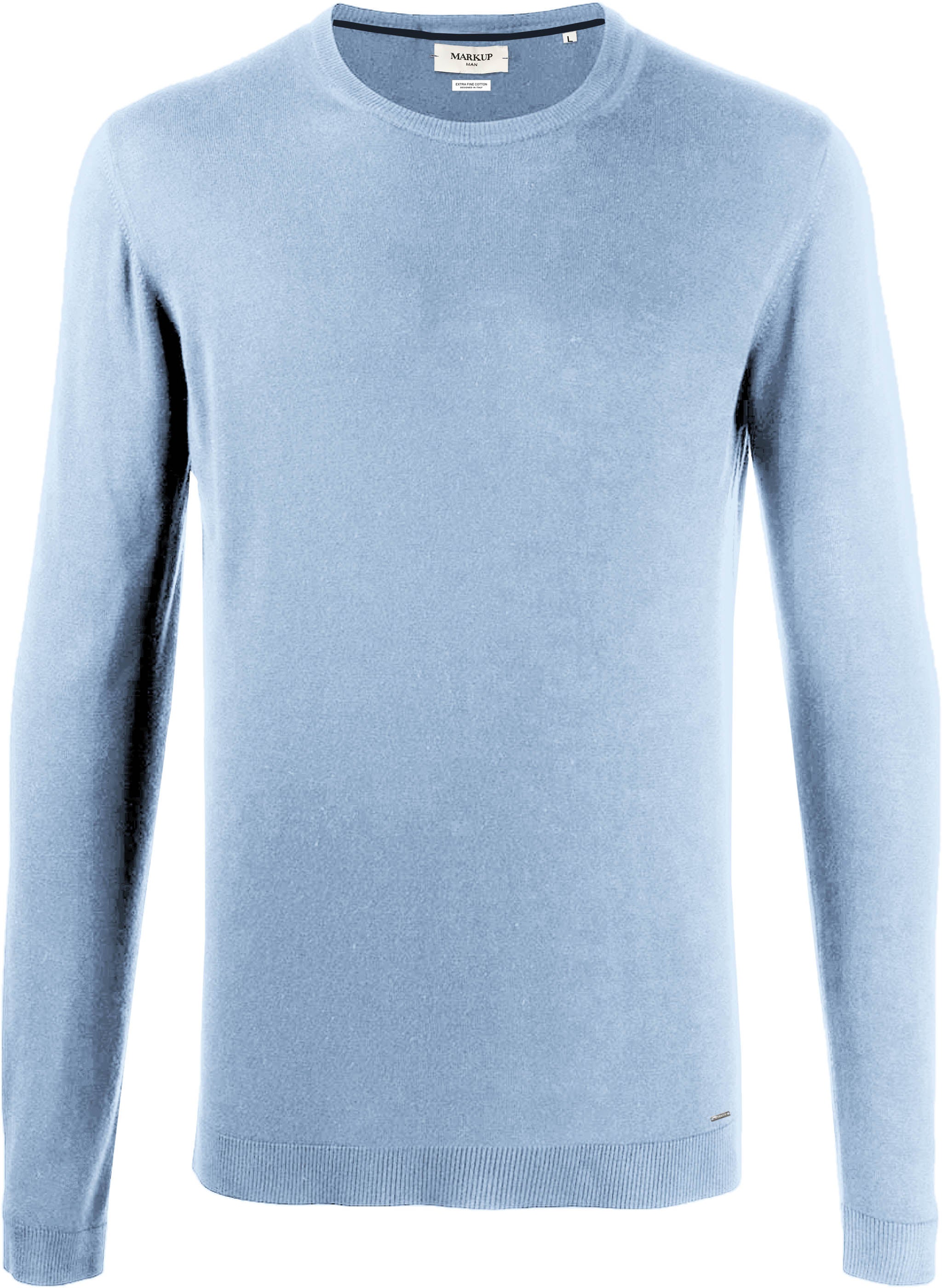 Maglia Girocollo celeste in Cotone Filo 12 a Maniche Lunghe