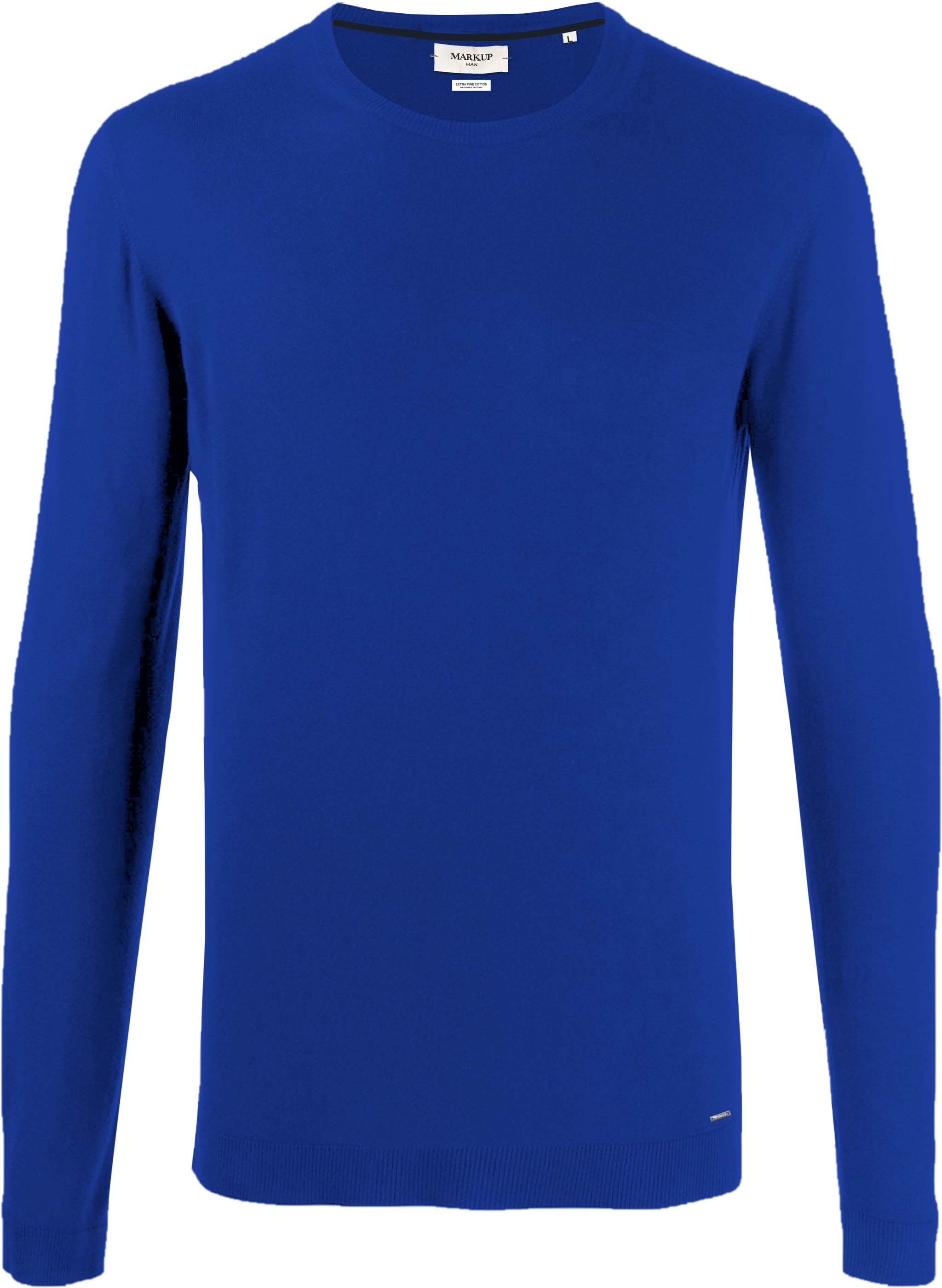 Maglia Girocollo blu royal in Cotone Filo 12 a Maniche Lunghe