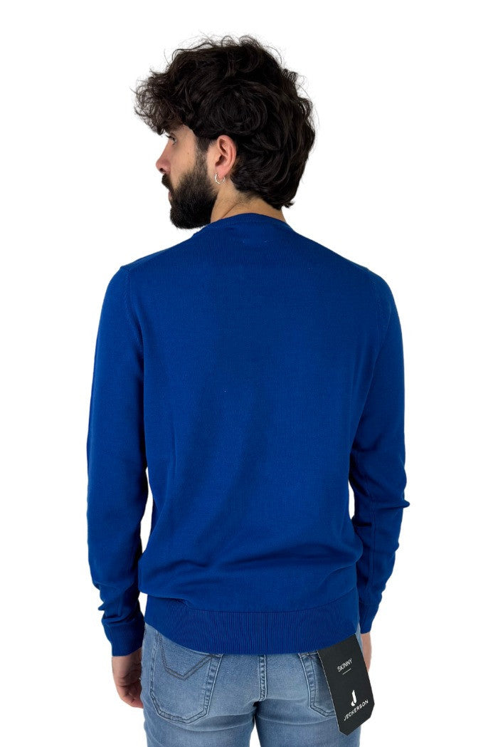 Maglia Girocollo blu royal in Cotone Filo 12 a Maniche Lunghe