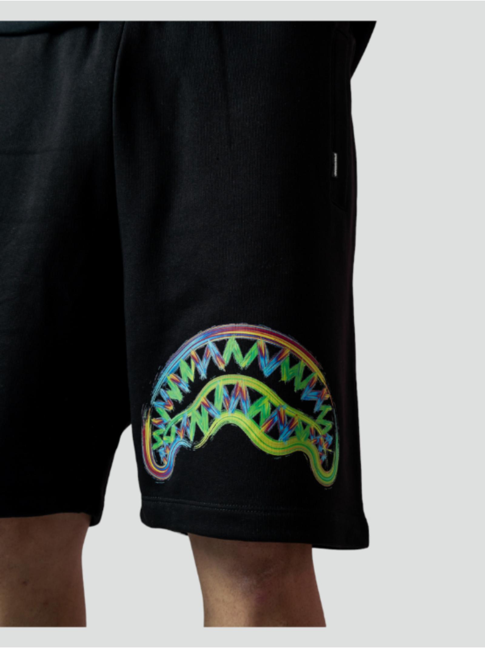 Bermuda Neri con Logo Sprayground Multicolor e Tasche Funzionali