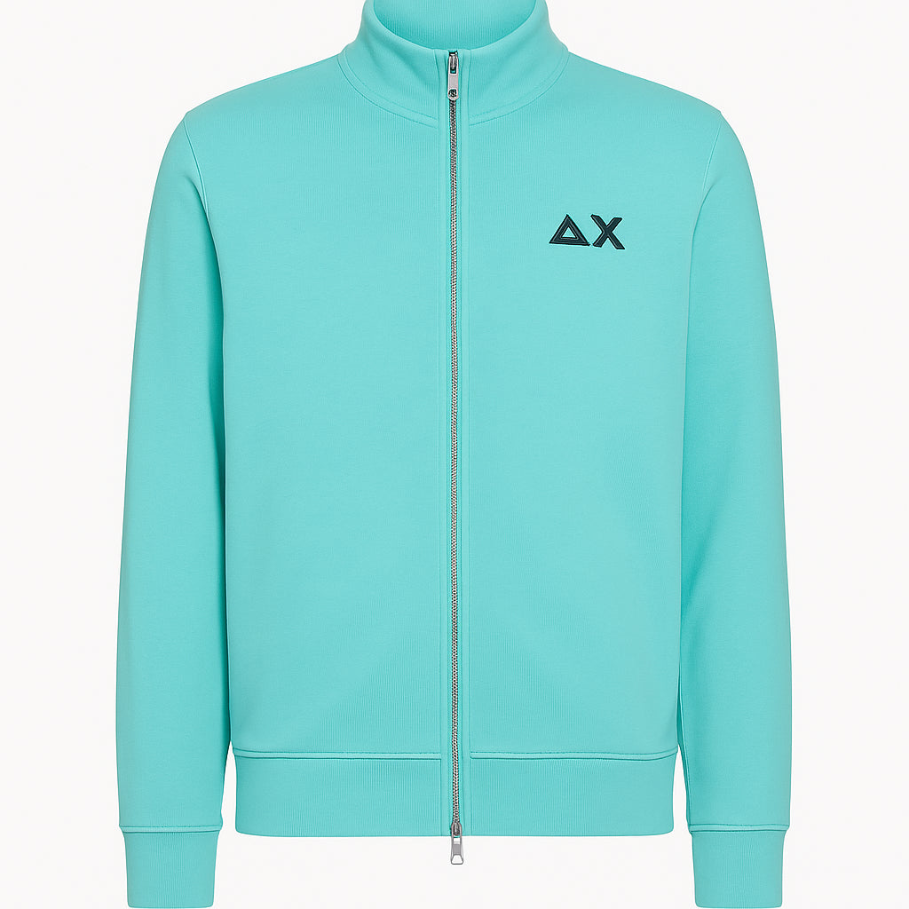 Felpa con zip in cotone verde acqua