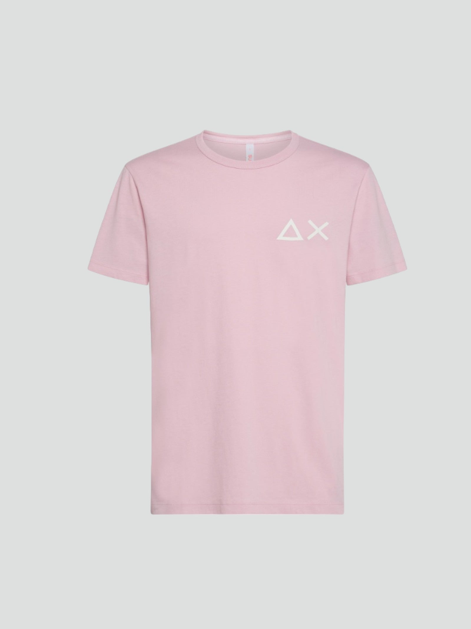 T-shirt rosa da uomo con logo bianco Sun68 grande a contrasto