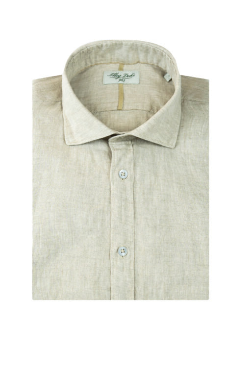camicia in 100% lino beige