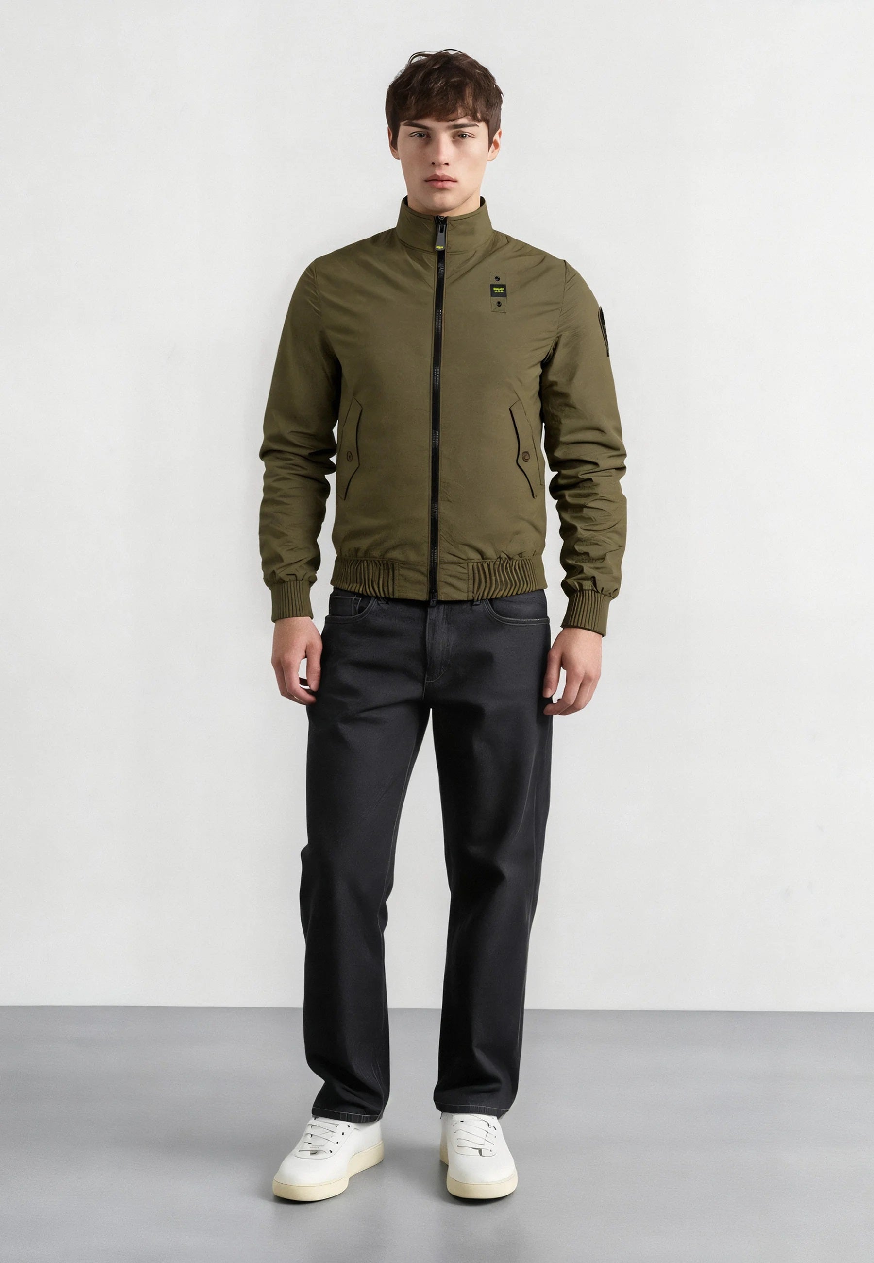 Bomber leggero "Alwin" in Cotone verde con Tasche