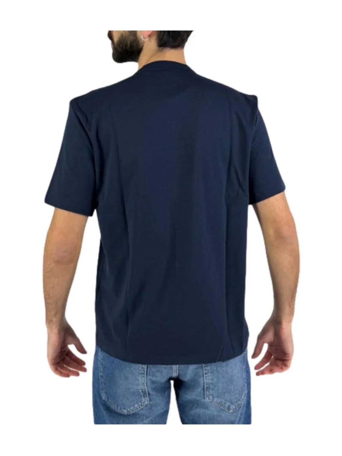 T-shirt "Bourne" blu Girocollo con Logo in Tono
