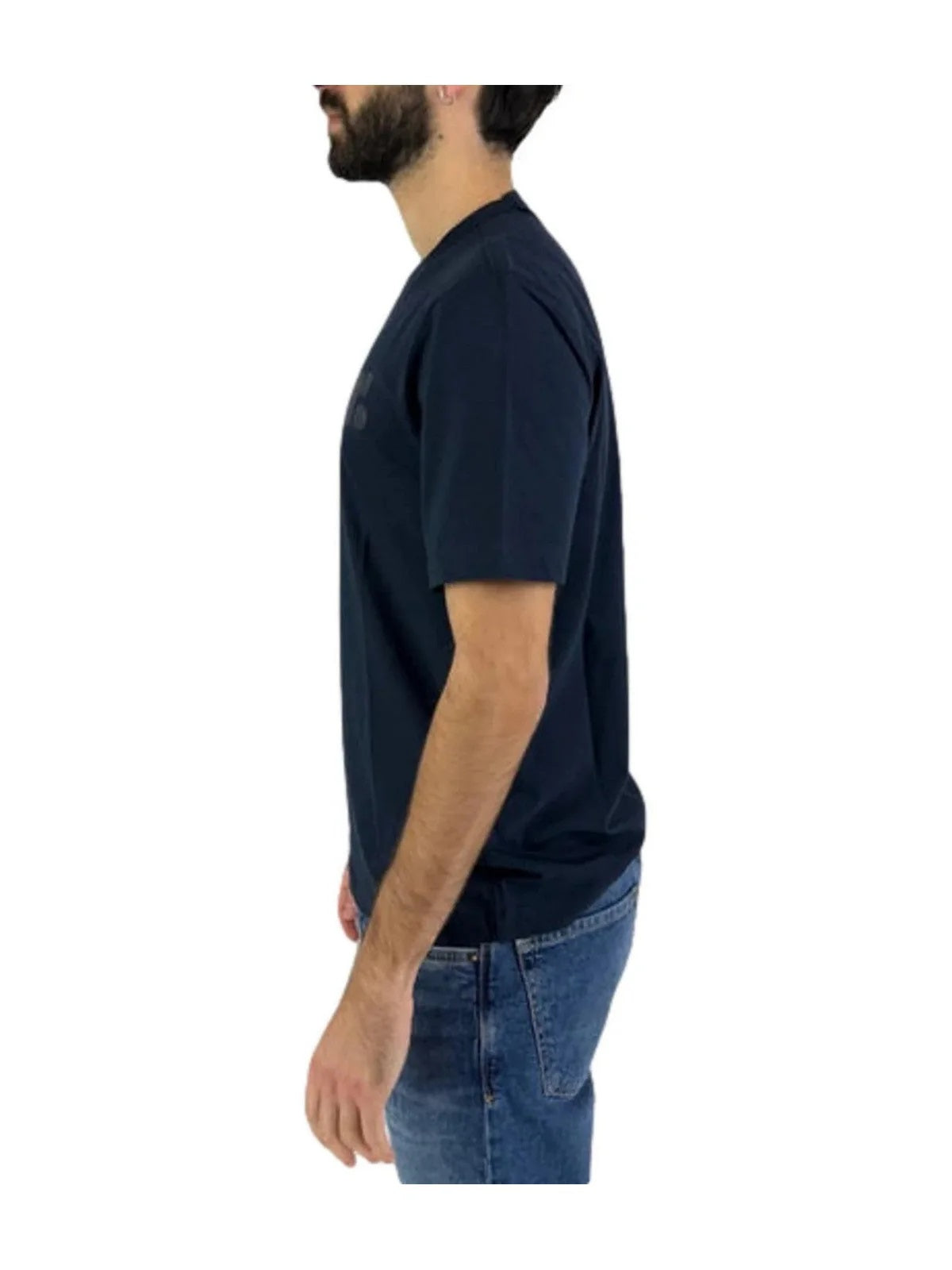 T-shirt "Bourne" blu Girocollo con Logo in Tono