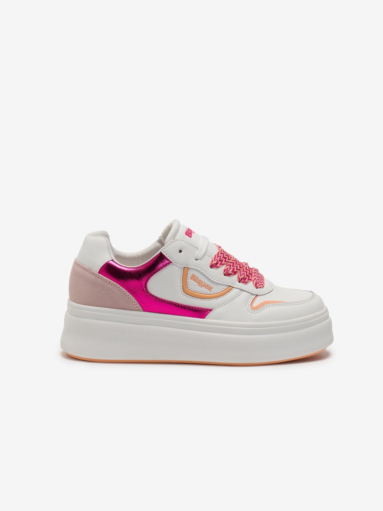 Sneaker "EMERY" Bianca e Fucsia con Dettagli Laminati