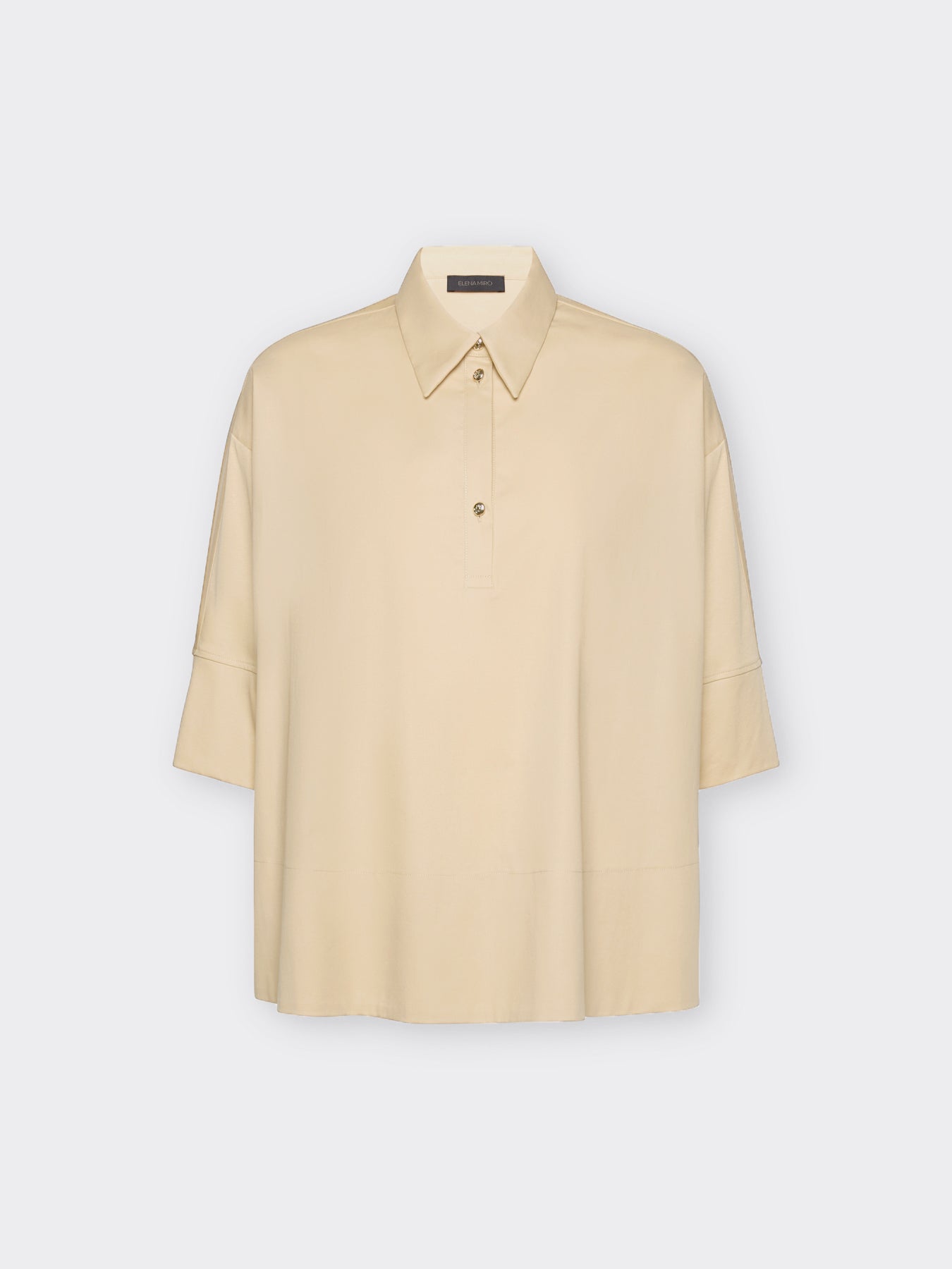 Blusa Over Sabbia in Jersey e Popeline con Colletto