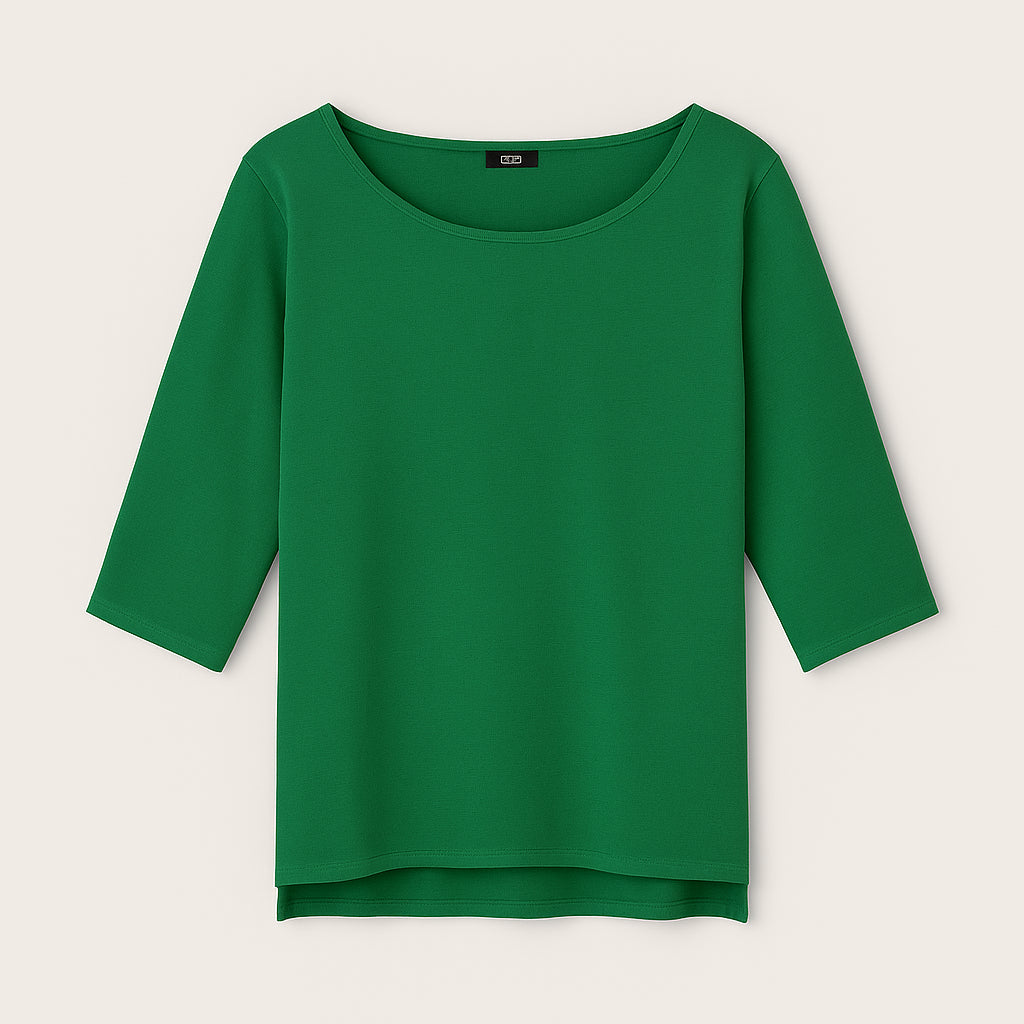 Blusa Verde smeraldo "Atzeco" con Maniche a 3/4 e Scollo Ampio