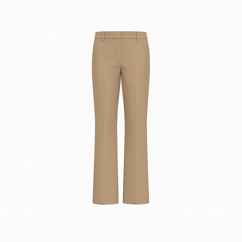 Pantalone "Footing" sabbia in Raso di Cotone Stretch