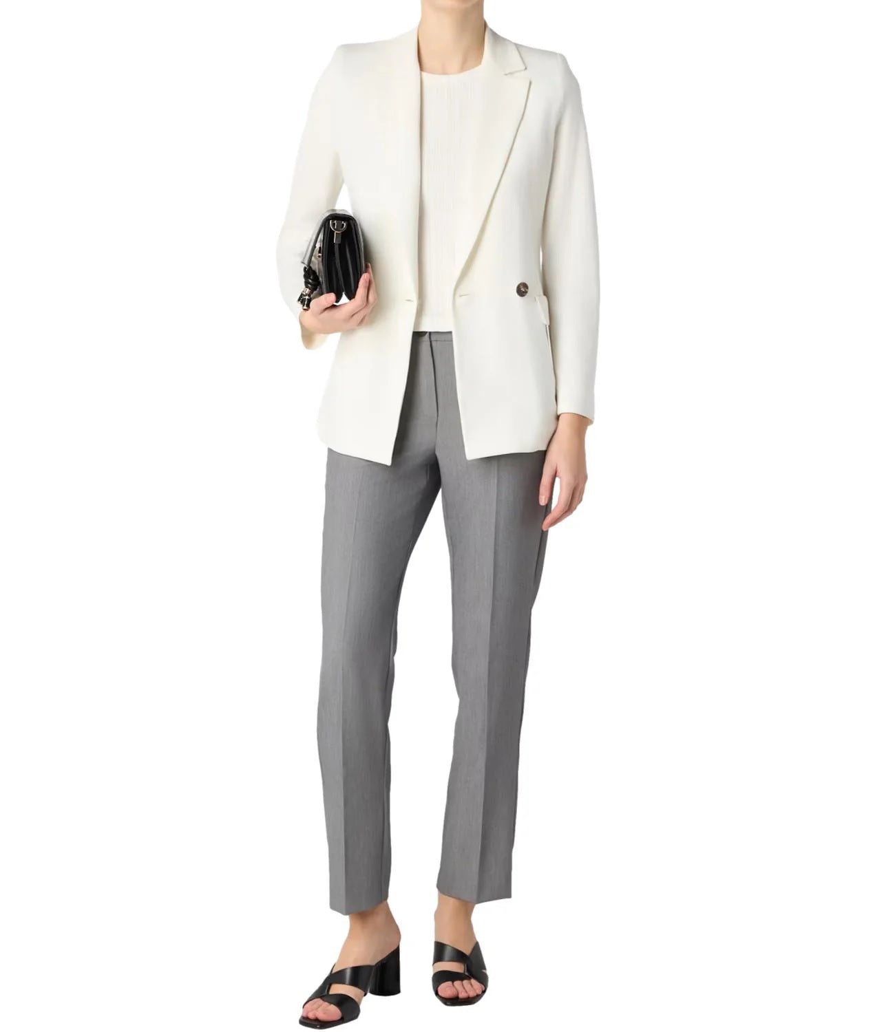 Blazer "Gemma" Bianco in Jersey con Doppiopetto e Rever Classico