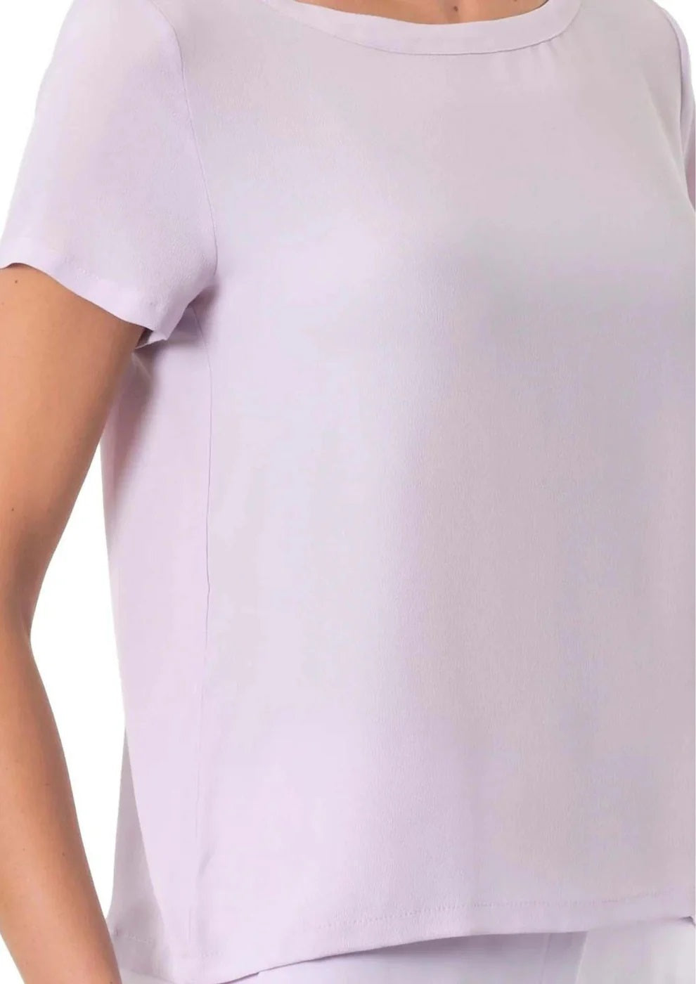 Blusa "Inn" lilla in Crêpe de Chine Misto Seta con Fit Morbido