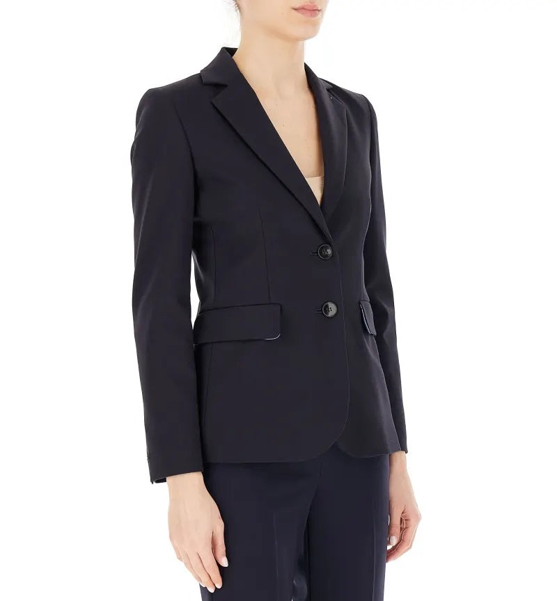 Giacca blu scuro "Malizia" in tessuto doppio di misto cotone stretch