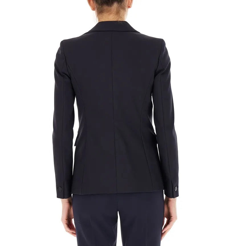 Giacca blu scuro "Malizia" in tessuto doppio di misto cotone stretch