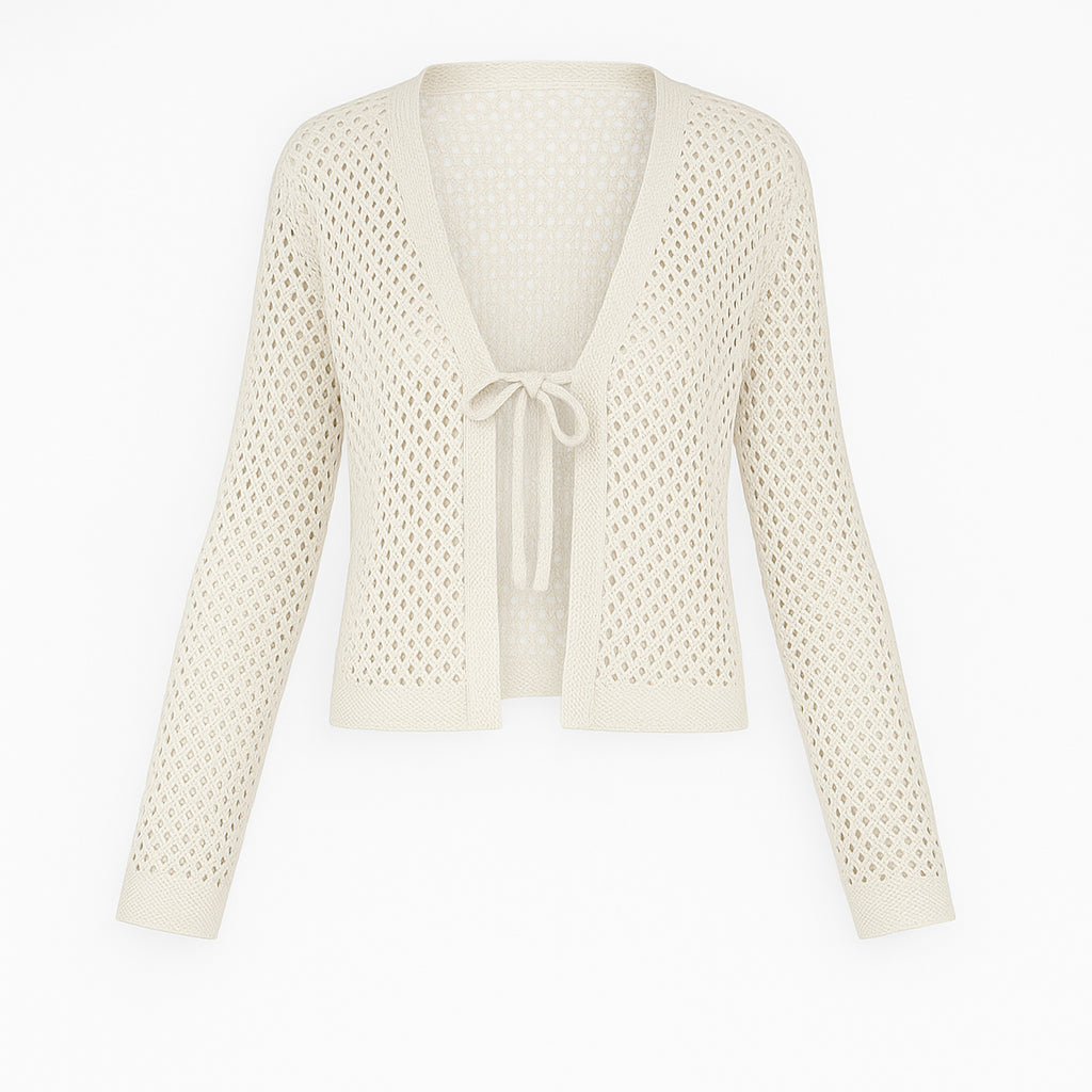 Cardigan bianco "Plata" in Filato di Cotone con Paillettes