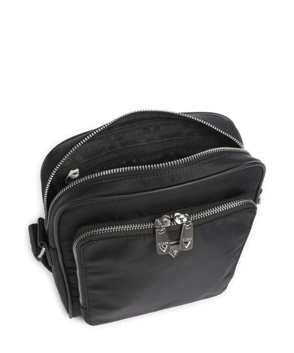 Borsa a Tracolla Uomo "Milano" Nera con Tasche Multiple