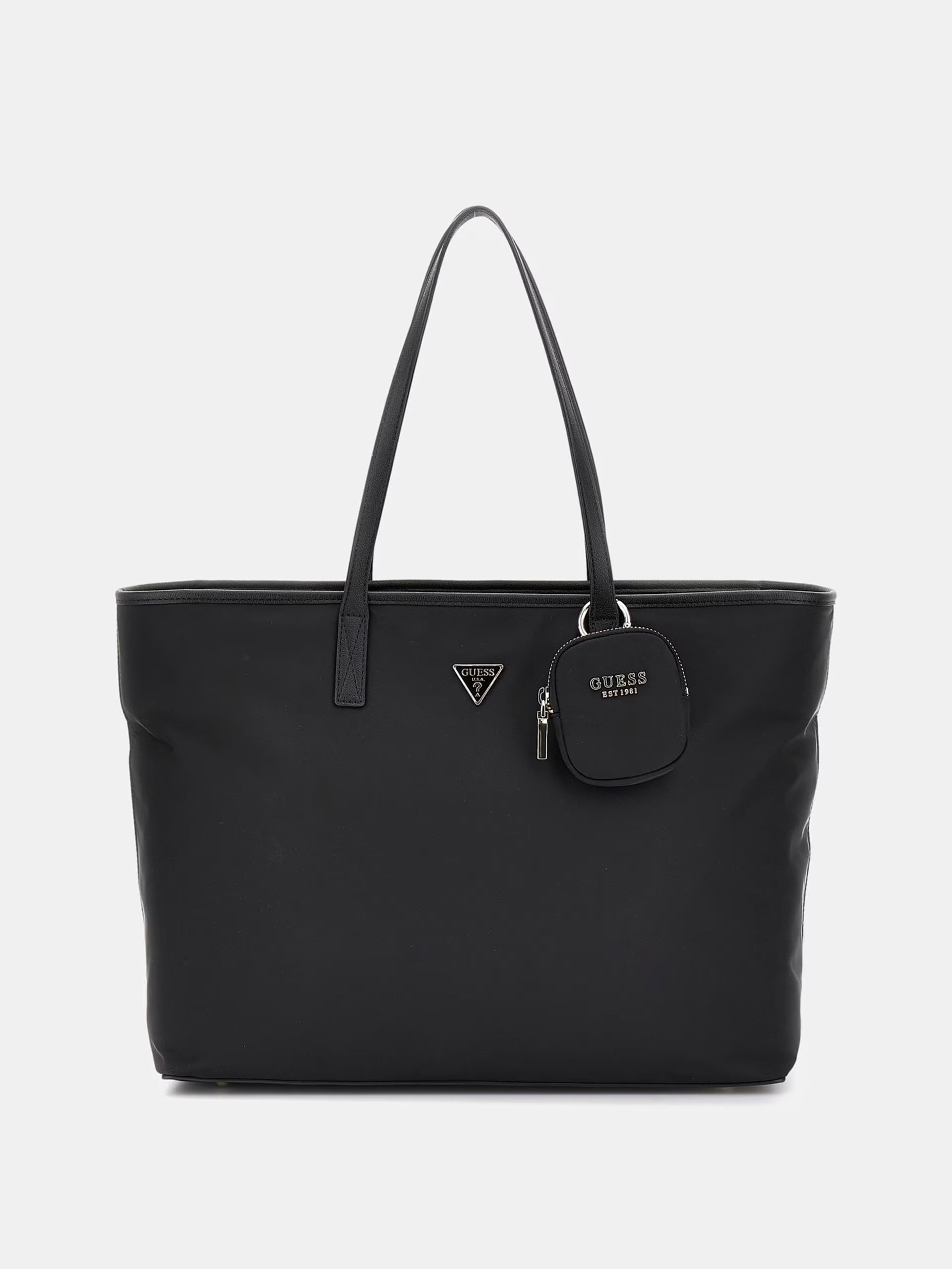 Borsa Guess "Eco Gemma Pochette" tote nera con logo frontale