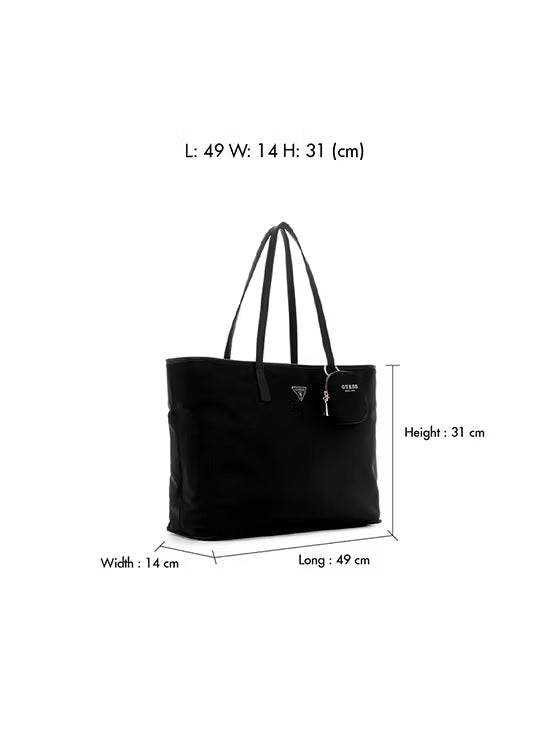 Borsa Guess "Eco Gemma Pochette" tote nera con logo frontale