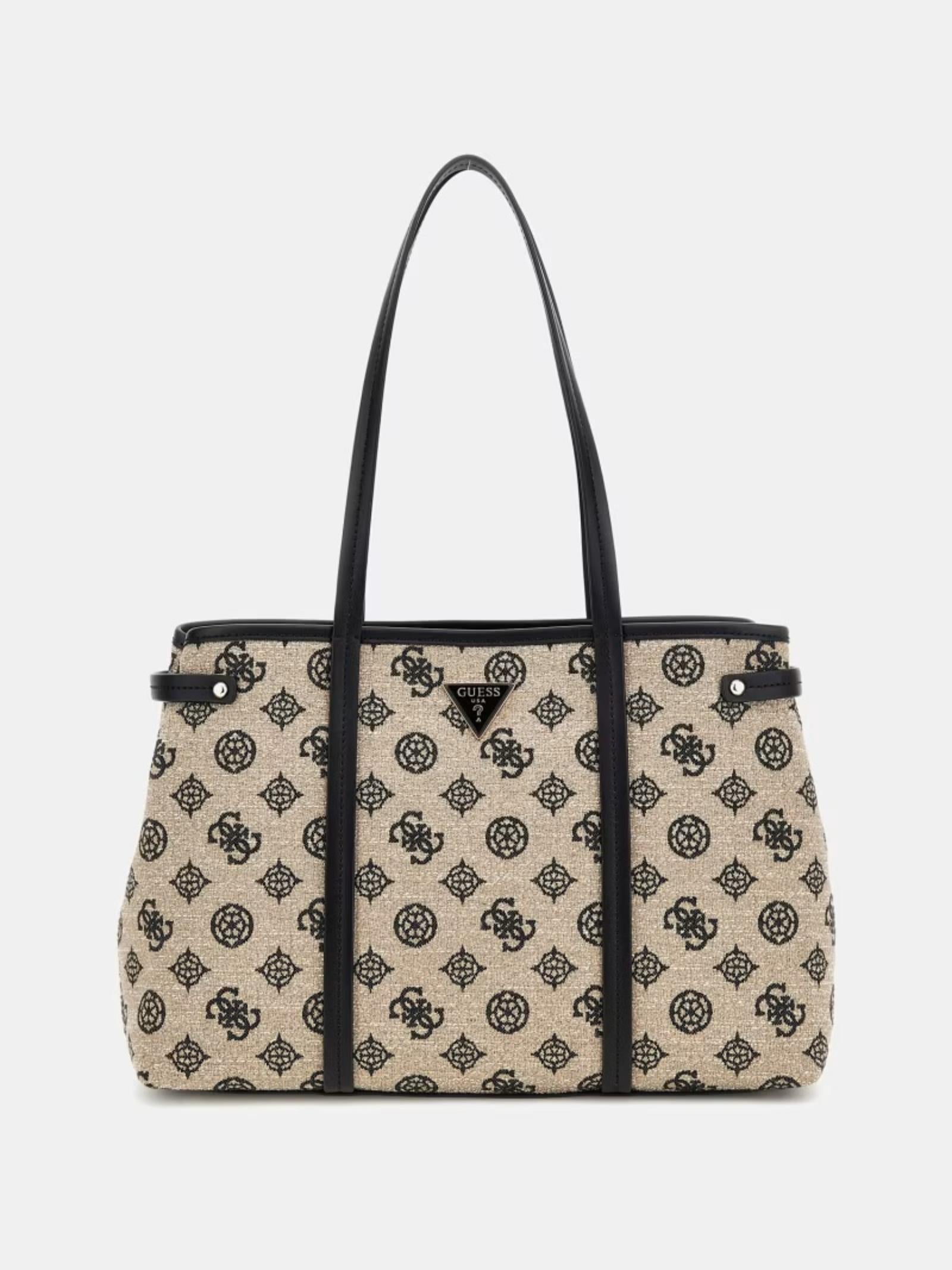 Shopper "Beyza" con stampa 4G logo peony in cotone beige e nero