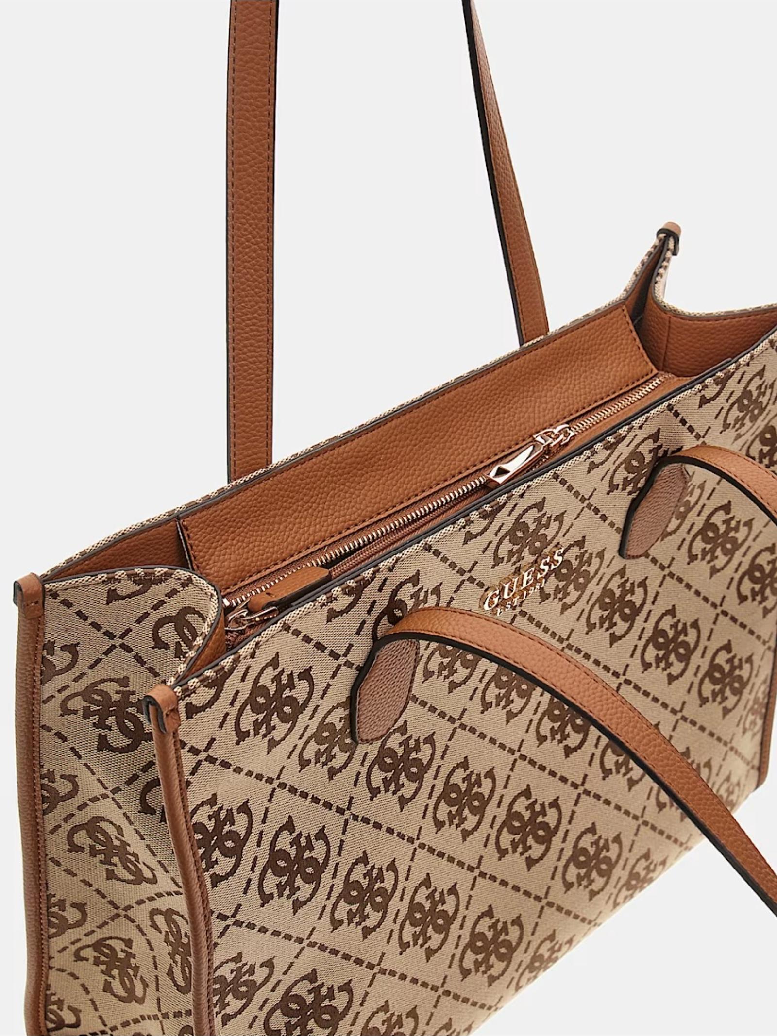 Shopper "Silvana" beige con stampa 4G logo all-over e dettagli marroni