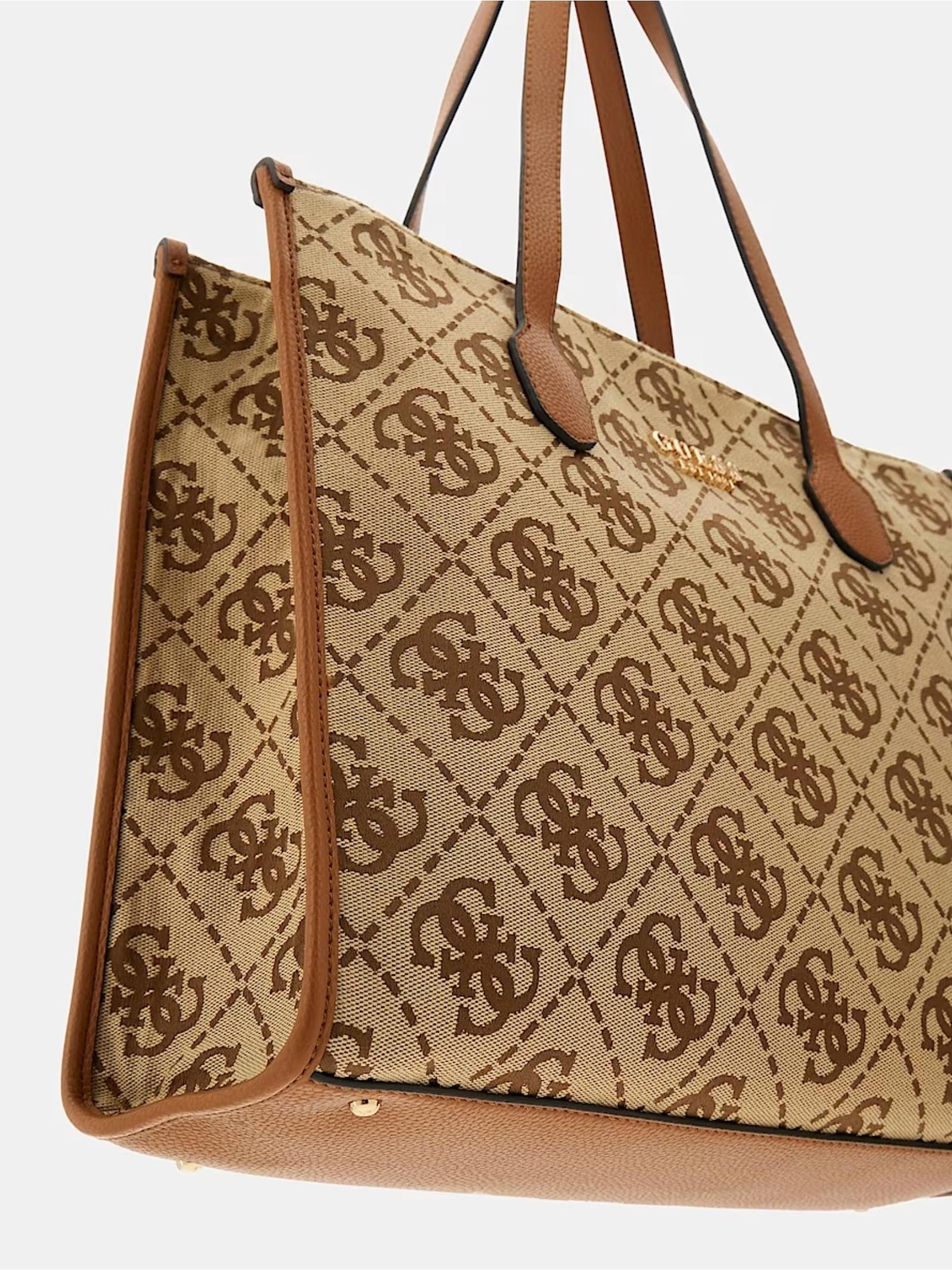 Shopper "Silvana" beige con stampa 4G logo all-over e dettagli marroni