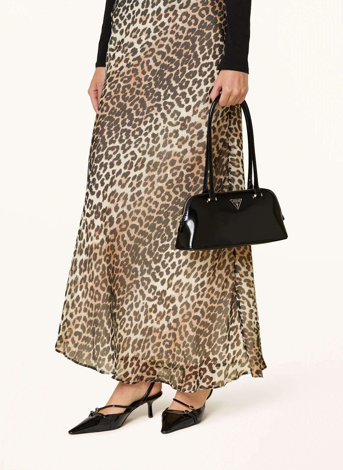 Borsa a spalla Guess "Arnela" in vernice nera con logo in metallo