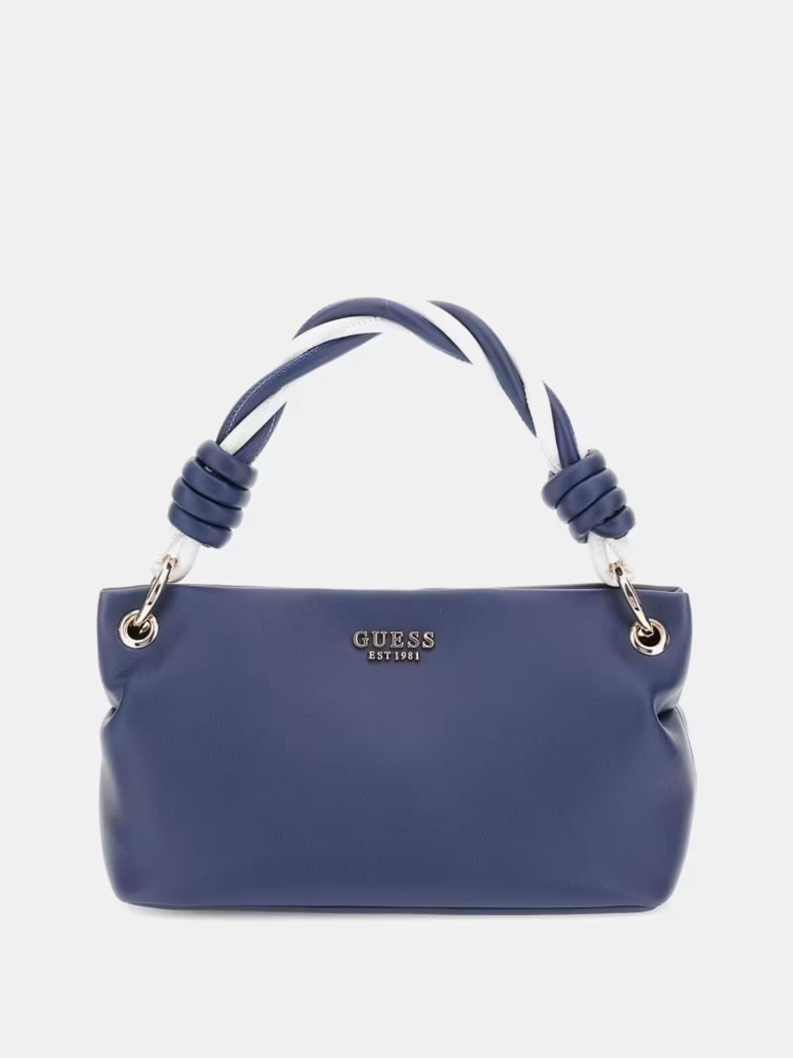 Mini borsa a mano Guess "Cruise Vibe" blu con manici intrecciati