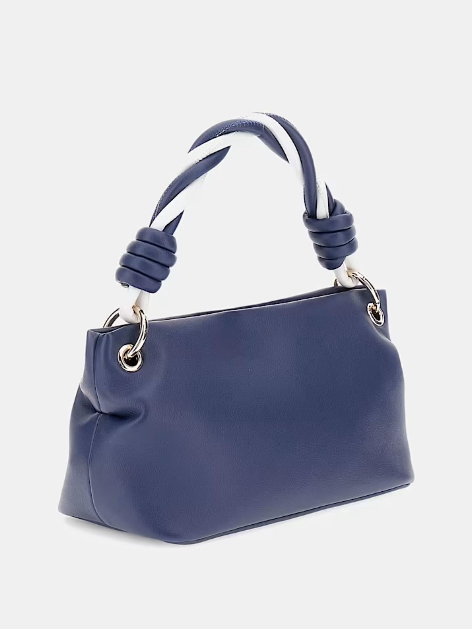 Mini borsa a mano Guess "Cruise Vibe" blu con manici intrecciati
