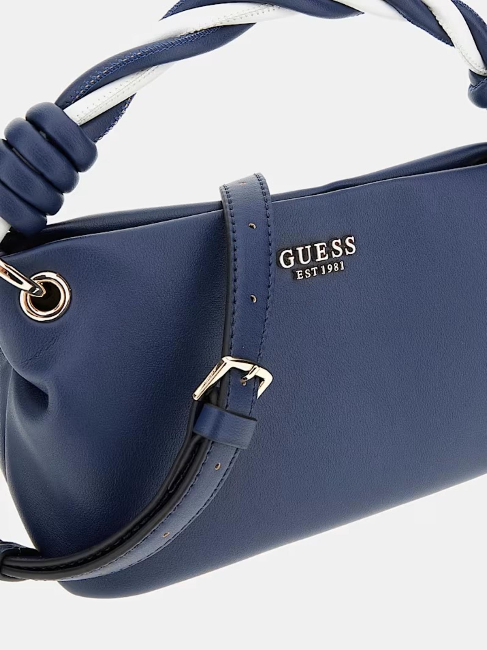 Mini borsa a mano Guess "Cruise Vibe" blu con manici intrecciati