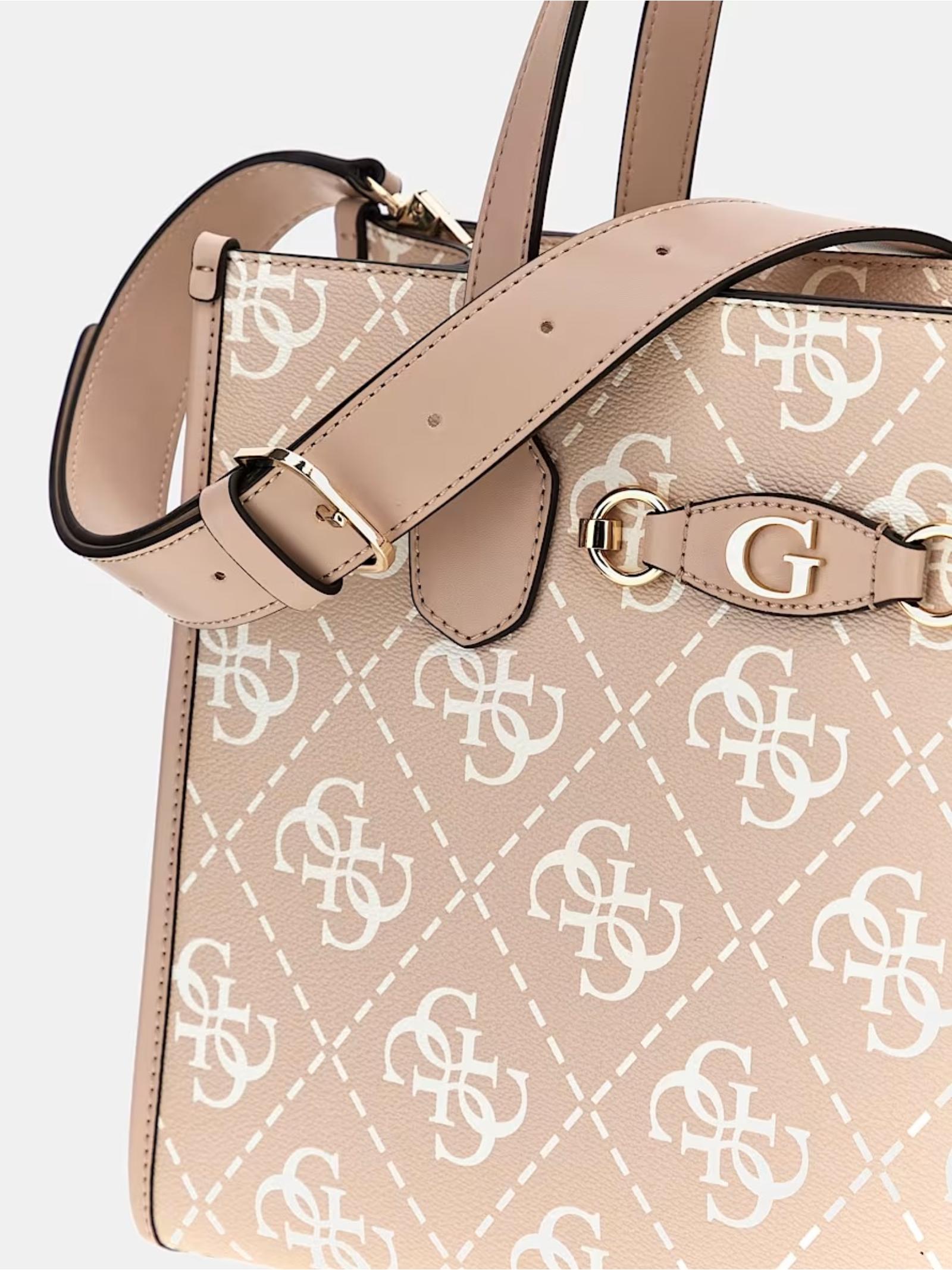 Borsa a mano "Izzy" sabbia con stampa logo 4G e dettagli metallici