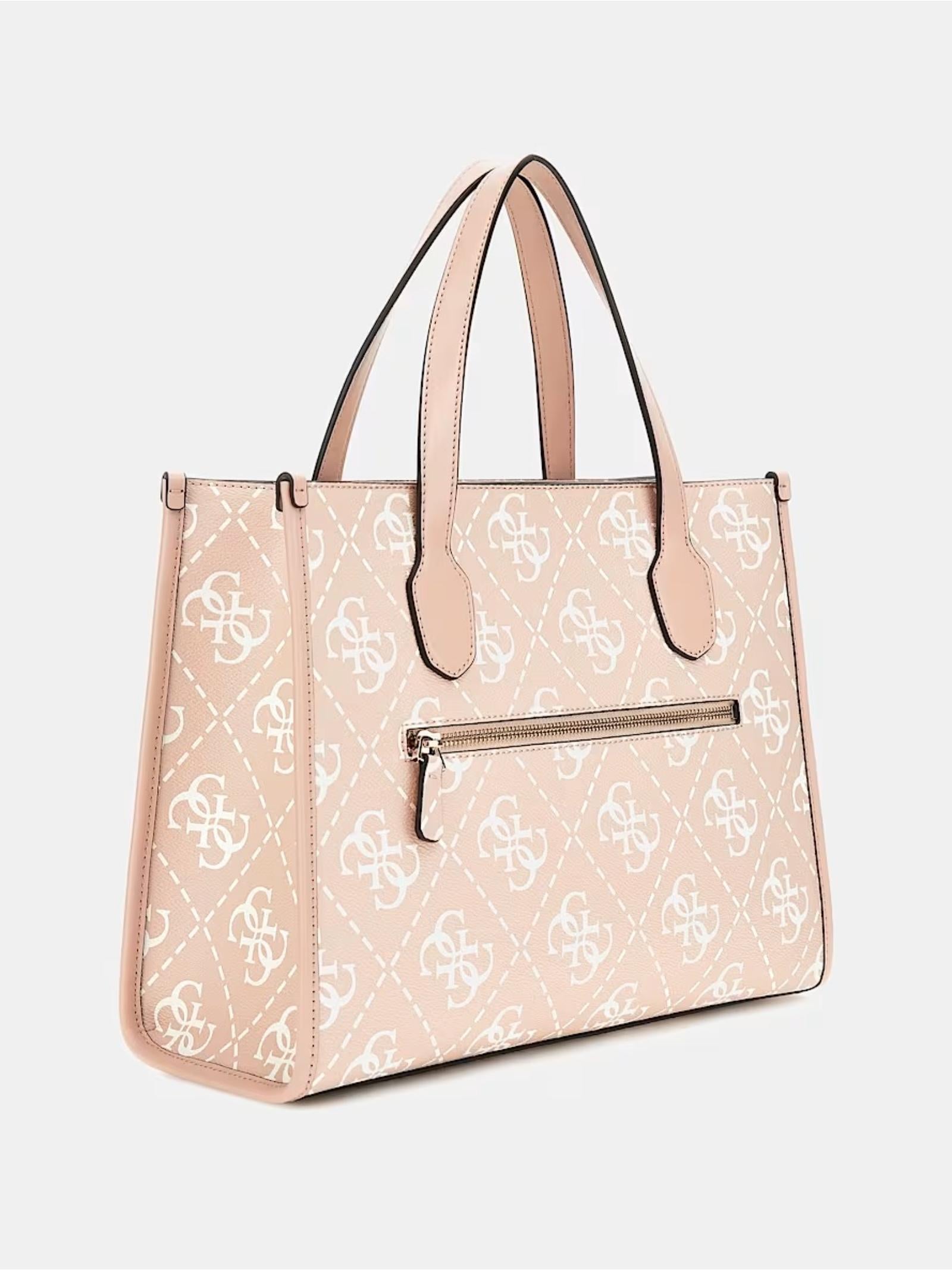 Borsa a mano "Izzy" sabbia con stampa logo 4G e dettagli metallici