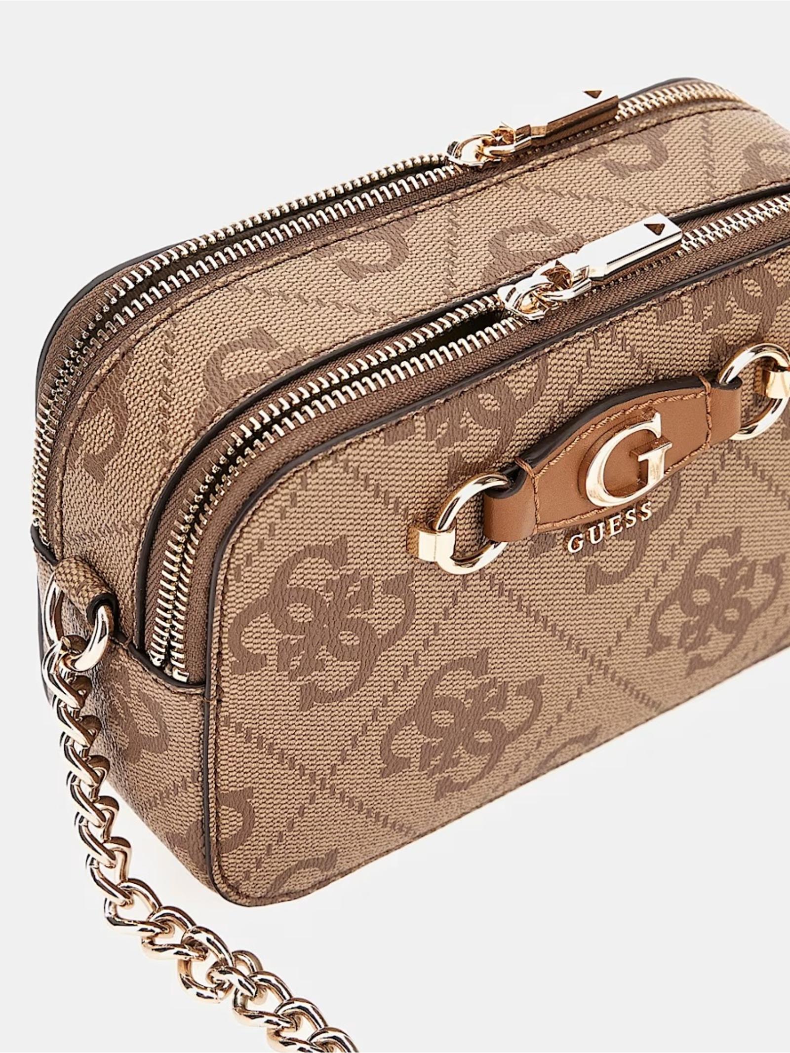 Borsa a tracolla "Izzy Mini Crossbody" latte con stampa logo 4G