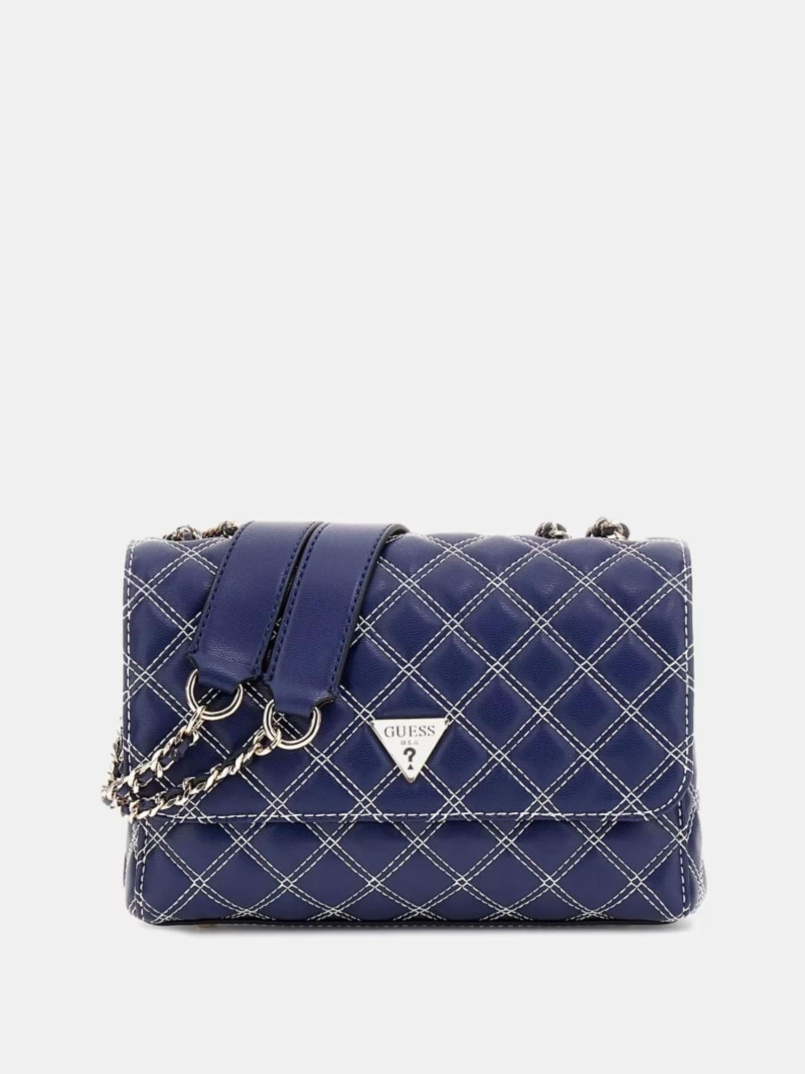 Mini Tracolla Guess "Cruise Vibe" blu trapuntata in simil pelle con patta