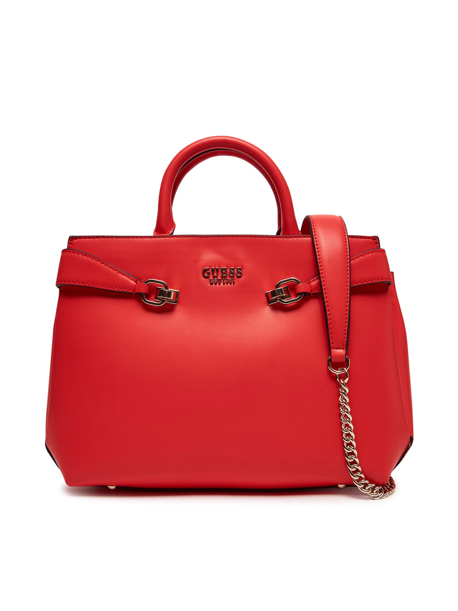 Borsa a Mano "Lorelei" Rossa in Ecopelle con Dettagli Catena