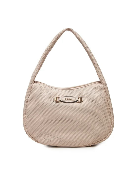 Borsa a spalla Guess beige in ecopelle con zip