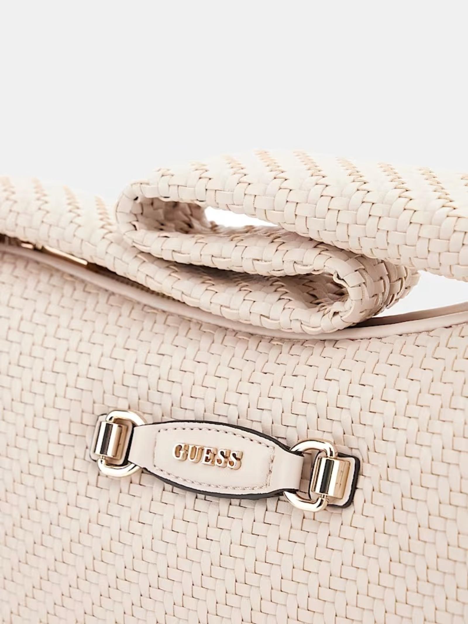 Borsa a spalla Guess beige in ecopelle con zip