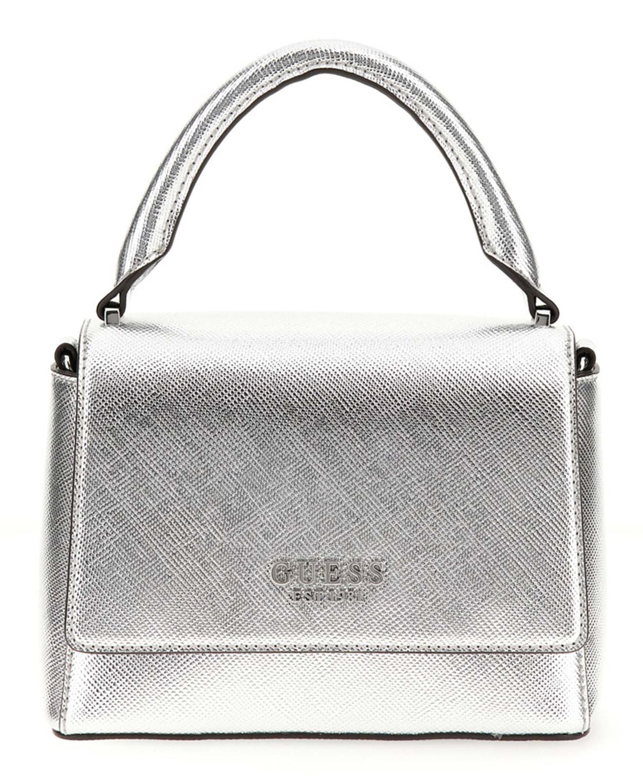 Borsa a Mano "Fedana Top Handle" Silver con Patta e Tracolla