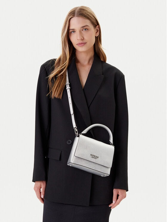 Borsa a Mano "Fedana Top Handle" Silver con Patta e Tracolla