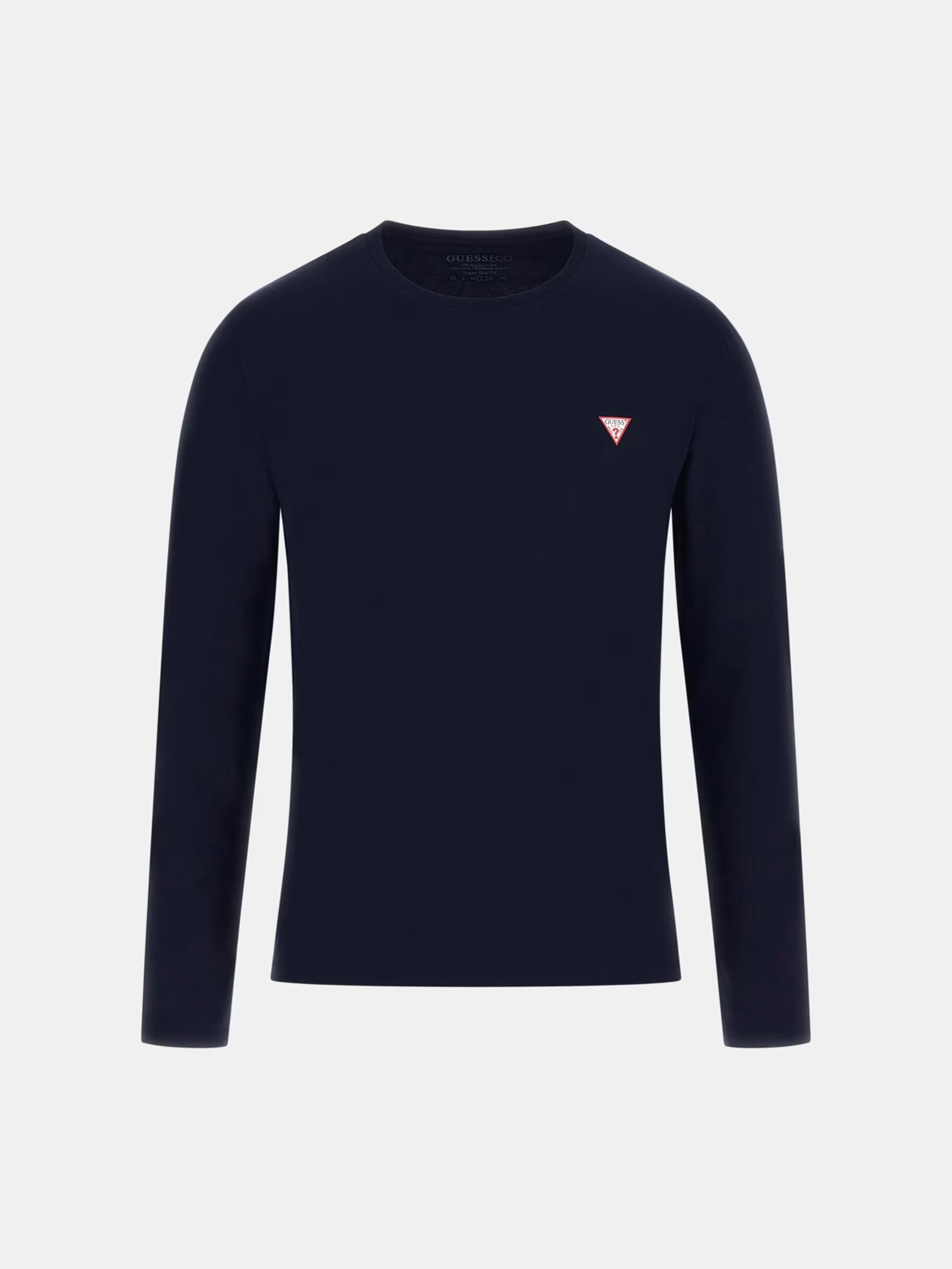T-shirt Blu a Manica Lunga in Jersey di Cotone con Logo Triangolo